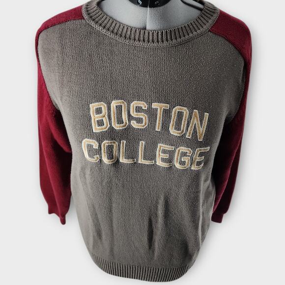 HillFlint Boston Collegiate Knitted Sweater Mens L Gray Red Crew Neck University - Picture 4 of 10